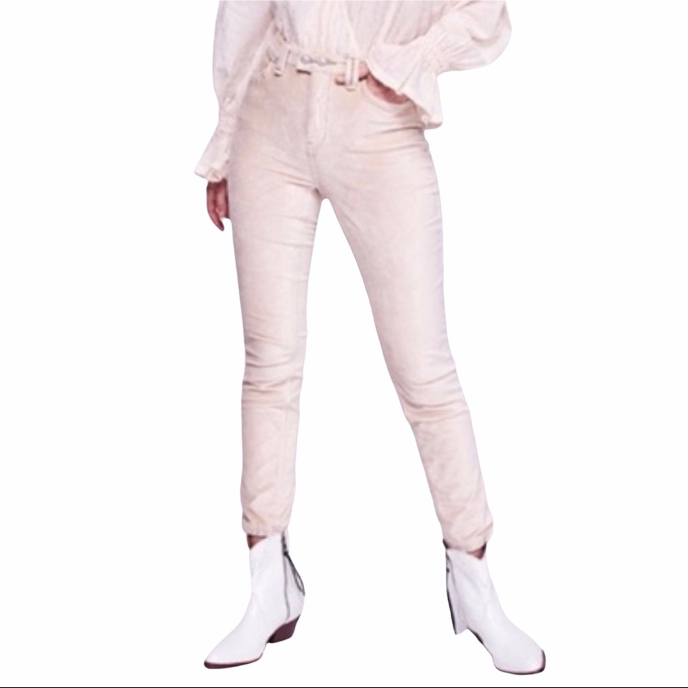 Free People We The Free Sweet Jane Blush Velvet Skinny Jeans